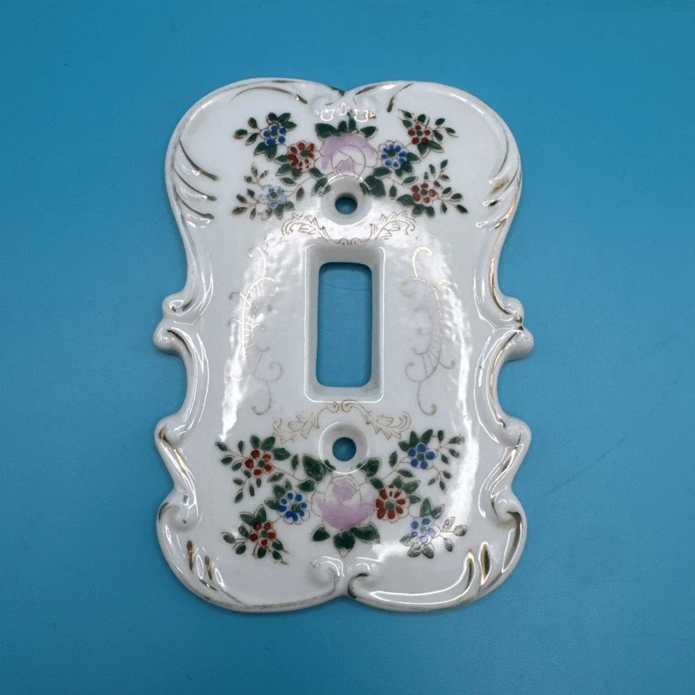Vintage Light Switch Plate Cover for Wall Artnart Porcelain Floral Cottagecore